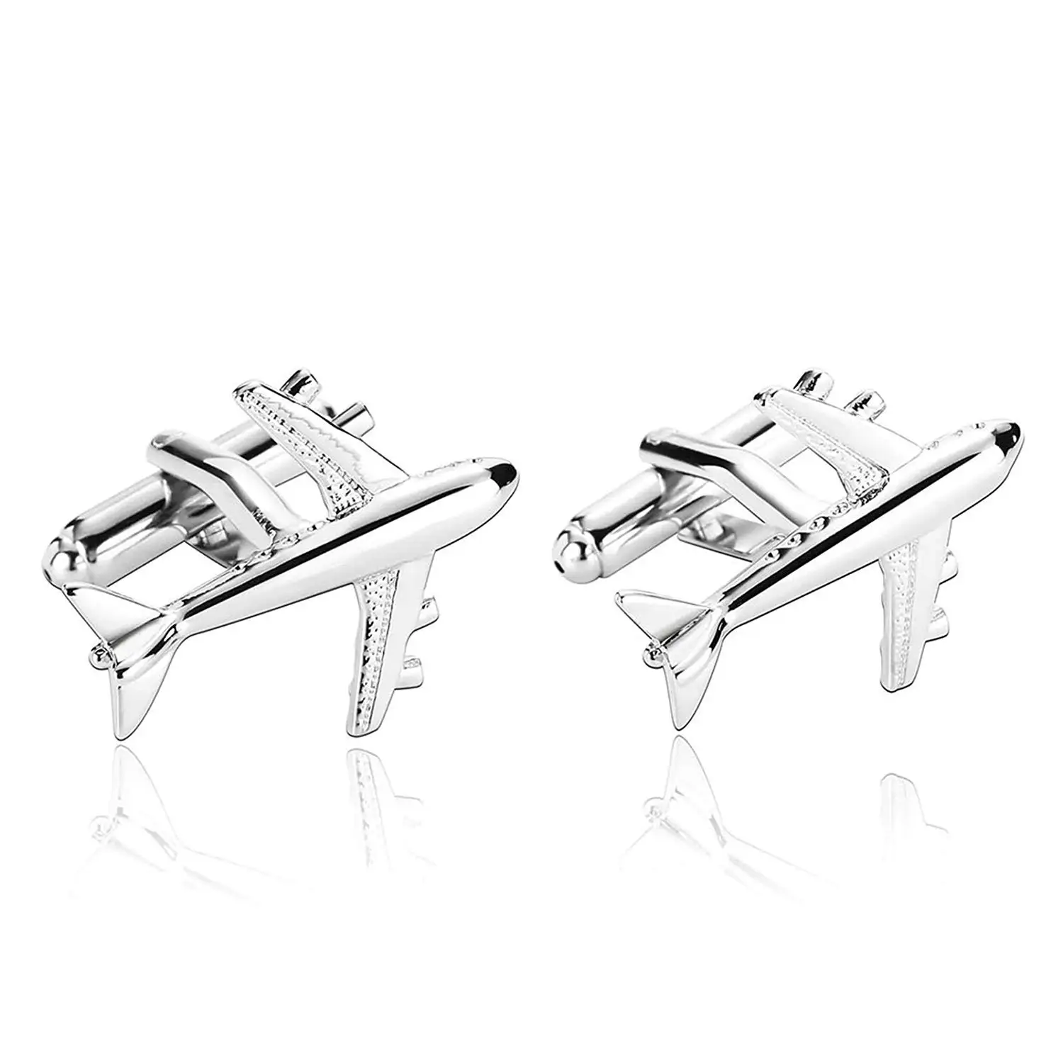 Aooaz Cufflinks for Men Stainless Steel Airplane Cufflinks Cufflinks Retro Silver Cufflinks Silver