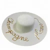 Custom Fashion Women Summer Beach Foldable Adjustable Letter Embroidered Panama Wide Brim Straw Floppy Hat