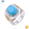 Vintage copper or silver 925 mens two-tone blue turquoise gemstone rings