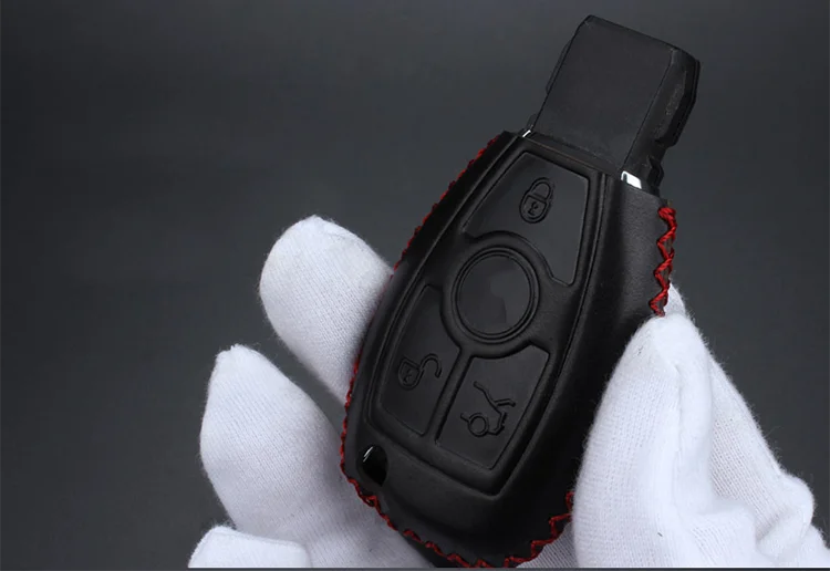Cheap and Popular car accessories key case business style handmade leather key fob for Benz