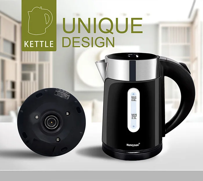 Honeyson hotel 0.6L energy saving new design cordless electric kettle