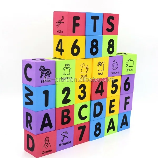 30Pcs Kid Soft Safe Foam Building Block Toy Number & Letter Educational Game 