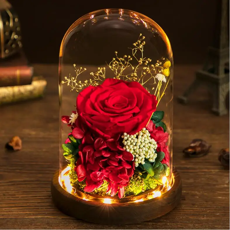 Red Eternal Rose Real Preserved Rose Flower Eternal Rose In Glass Dome ...