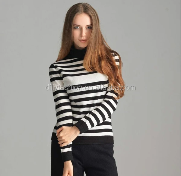 Heap Turtleneck Wool Cashmere Blended Red Black Striped Heap Turtleneck Wool Cashmere Blended Red Black Striped