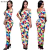 Hot selling 5 colors Check stripe jumpsuits African clothing styles for women
