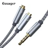 Essager 3.5mm Aux Cable for Microphone Speaker Wire Jack Male to 2 Female 3.5 Jack Splitter Audio Cable for Headphone Adapter