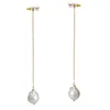 Customized Fashionable Sterling silver long baroque pearl earring design