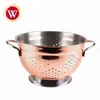 Double handle copper plated vegetables colander with stand stainless steel colander fruit basket