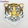 CRN0359 hign quality tiger applique iron on reversible sequin patches