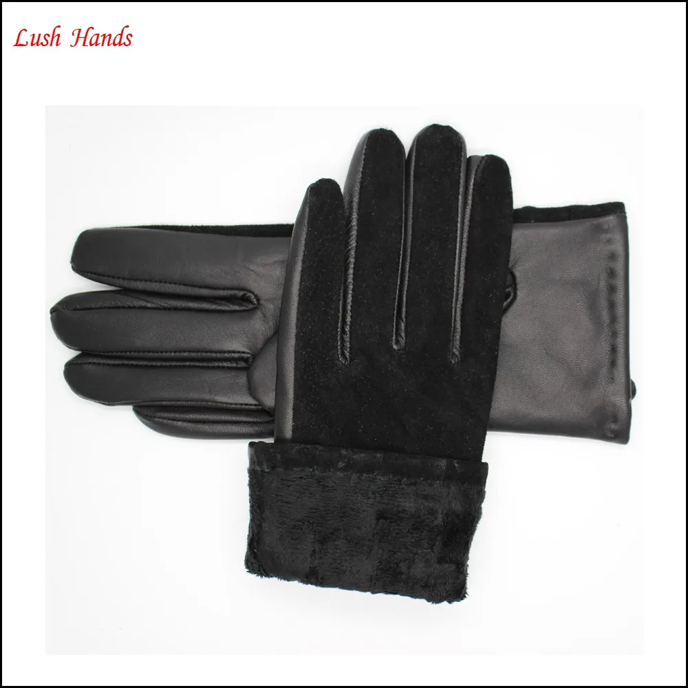 winter wholesale fashion dress sheepsuede and leather women's glove