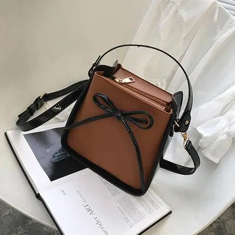 X64829A Small Female Bow Bucket Fashion Portable Shoulder Bags