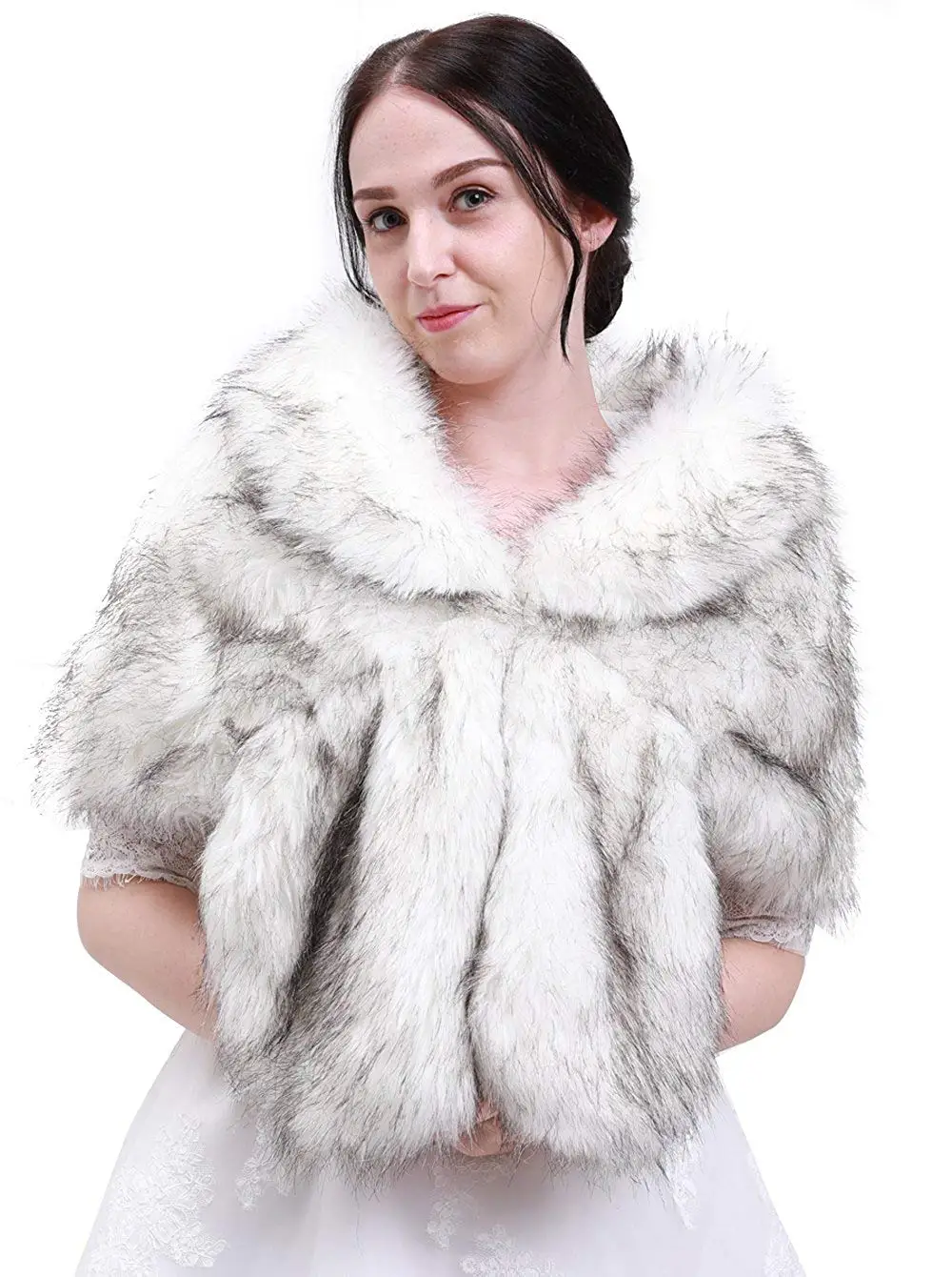 light grey fur shawl