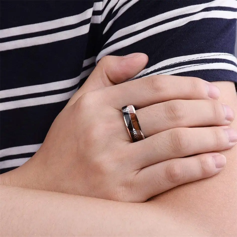 タングステン結婚指輪コアウッドゼブラアローインレイバイキングハンティングバンドローズゴールド Buy 結婚式の宝石類 木製リング タングステン提携リング Product On Alibaba Com