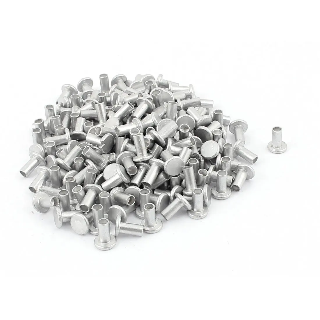 U-nique 50 Pcs 13//64 x 1 25//32 Nickel Plated Oval Head Semi-Tubular Rivets Silver Tone