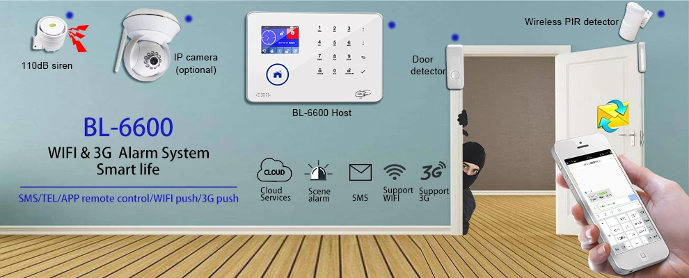 Hotsale IP Intruder home security alarm system BL-6600 with wifi+3g internet system