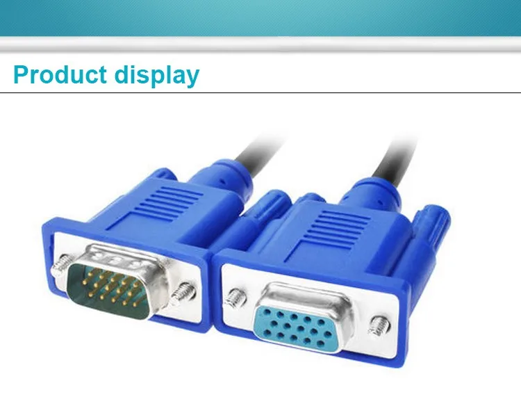 High Quality 15pin Blue Svga Vga Cable Male To Male For Pc Monitor Tv