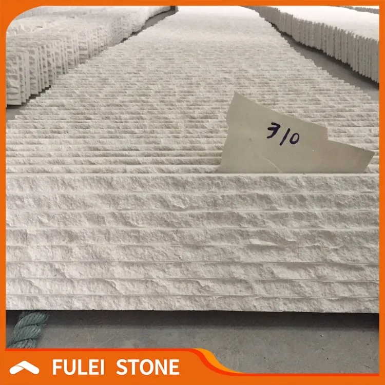 Chiselled surface interior white limestone cladding tile