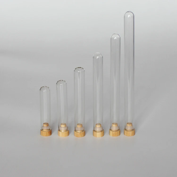 10ml Small Glass Tube With Bamboo Lid Clear Glass Packaging Tube Buy