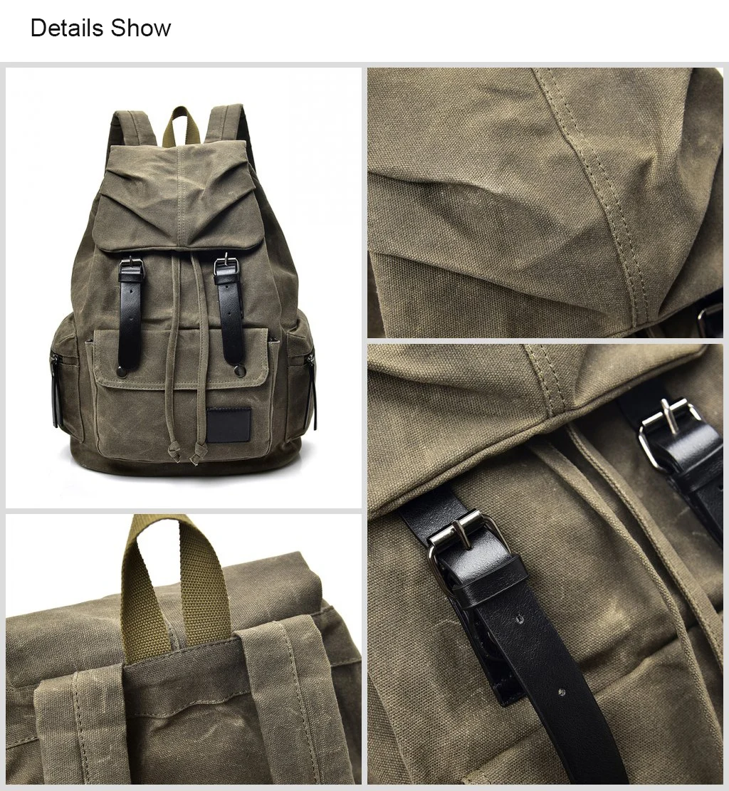 2020 fashion newest outdoor school rucksack waxed canvas waterproof hiking traveling backpack bag.jpg