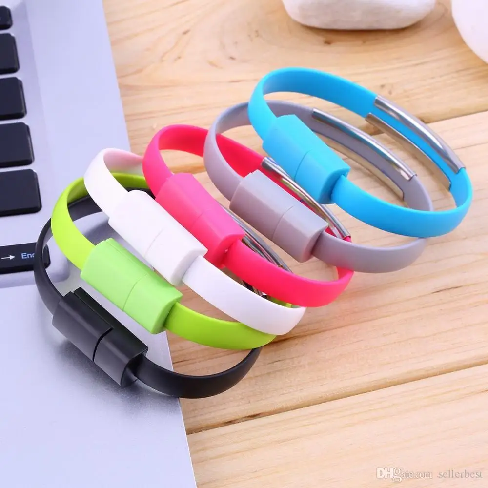 Wristband Micro Usb V2.0 Charging Cable 6 Colors Short Male To Female