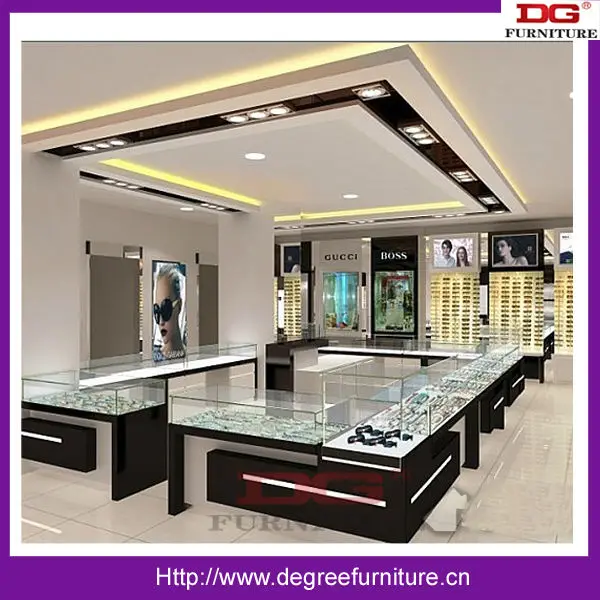 dg MDF dan lemari display kaca optik untuk toko Showcase 