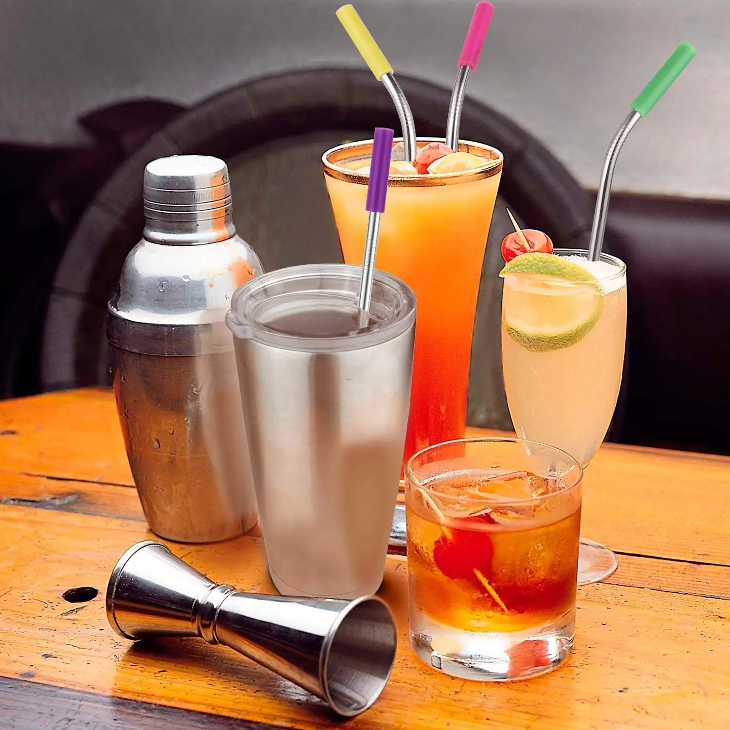 Food grade BPA free FDA the custom reusable tumbler silicone foldable drinking straw