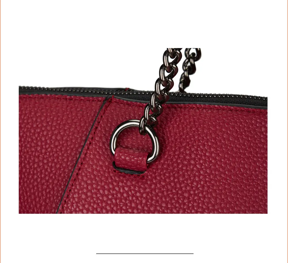 Women's Rose Madder CharmPu Leather Structured Chain Tote Bags 3.jpg