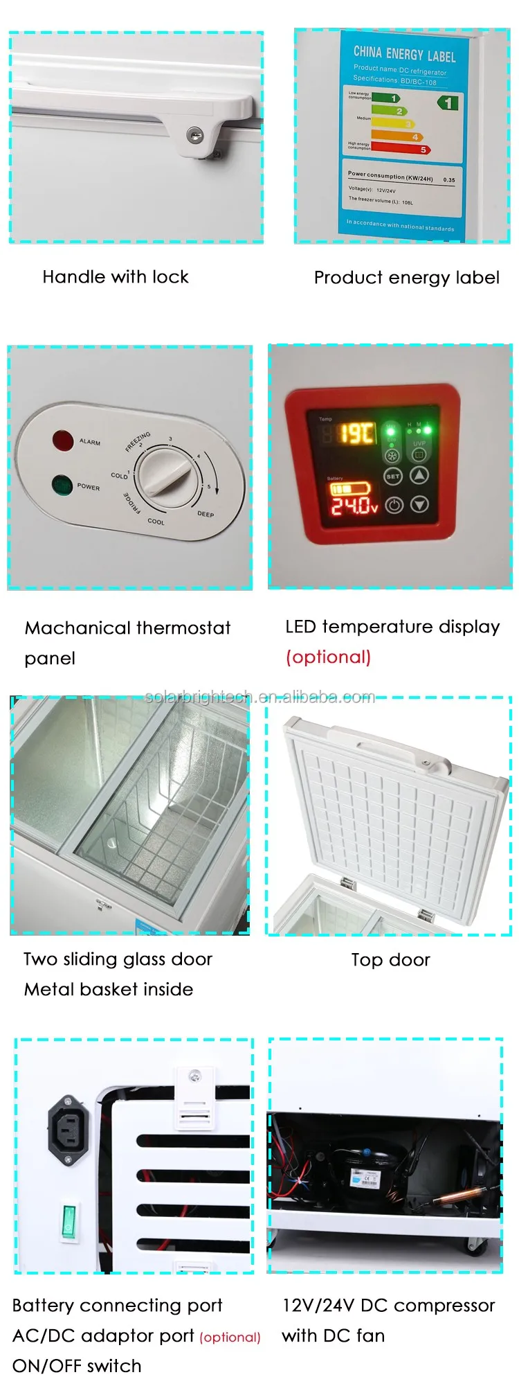 358l Solar Powered Energy Deep Freezer Battery Fridge Refrigerator 12v