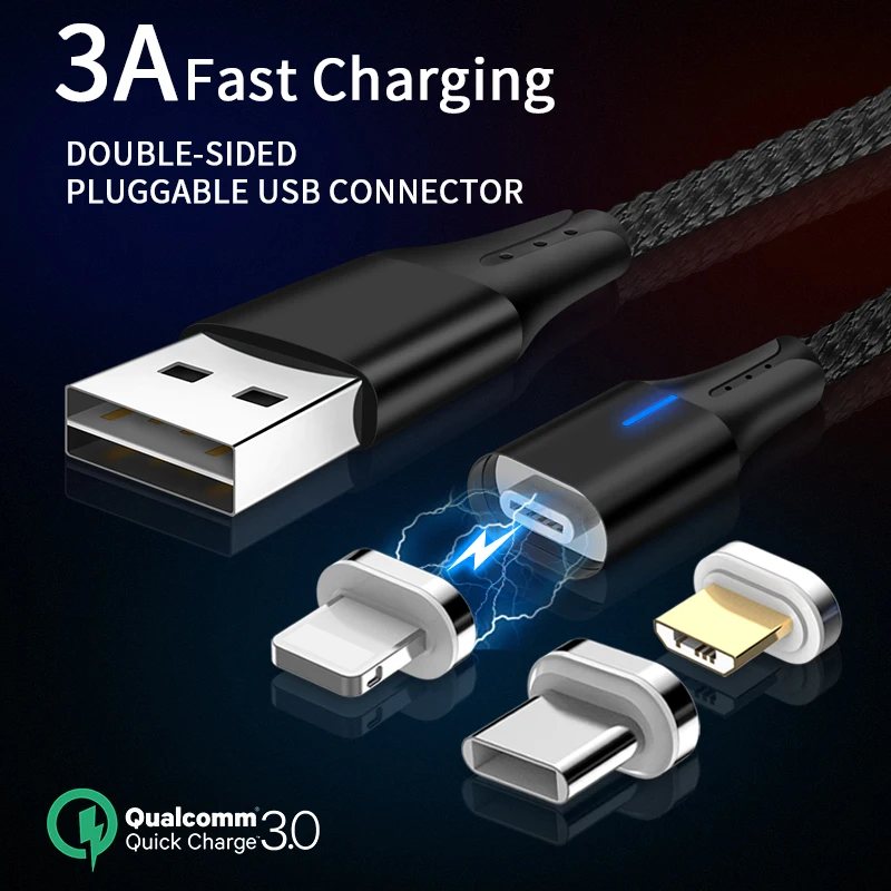 For Android Mobile Phone 3a Fast Charger Cables Micro Charging Magnetic ...