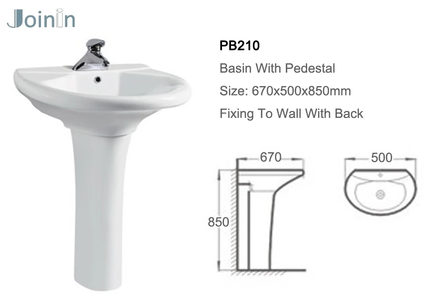 Sanitary Ware  Ceramic Wash Hand Pedestal Basin From Chaozhou PB210