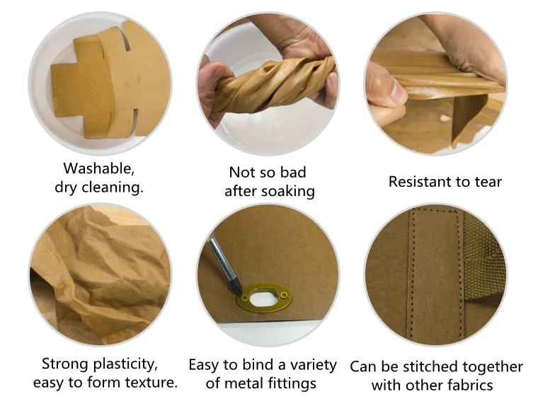 Horizontal large washed kraft paper shopping bag