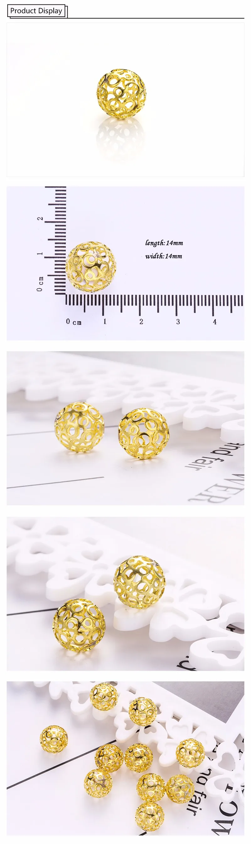 Gold Plated Brass Filigree Beads Wholesale Bracelet Beads