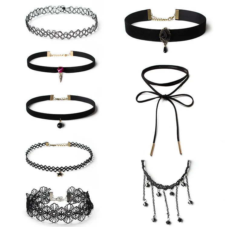 Wholesale Price Black Chokers Necklace Sets Gothic Women Chocker Fabric Buy Chokers Necklace