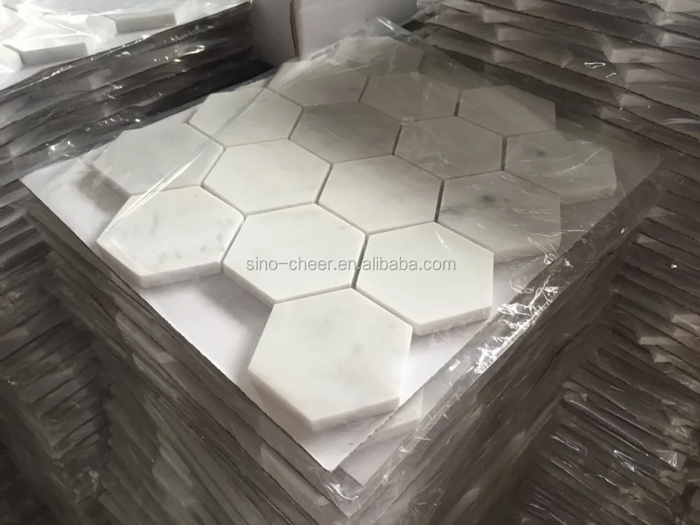 sample Bianco Thassos Poli Hexagone Pierre Naturelle DECOR MARBRE mosaïque
