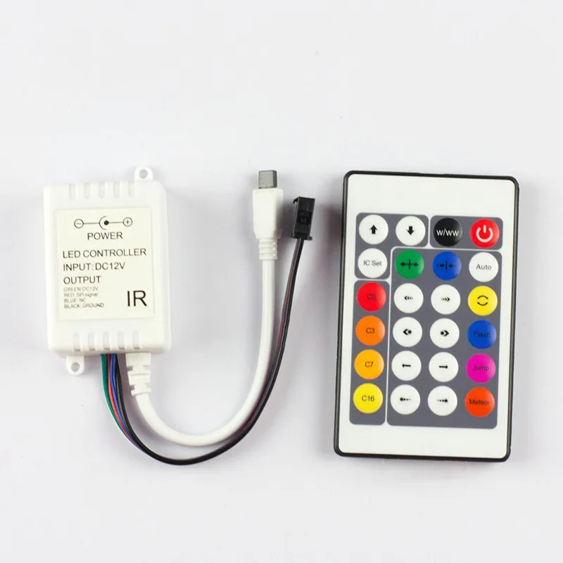 24 Key Dc 12v Ws2801 Ir Infrared Led Remote Controller Dimmer For Magic