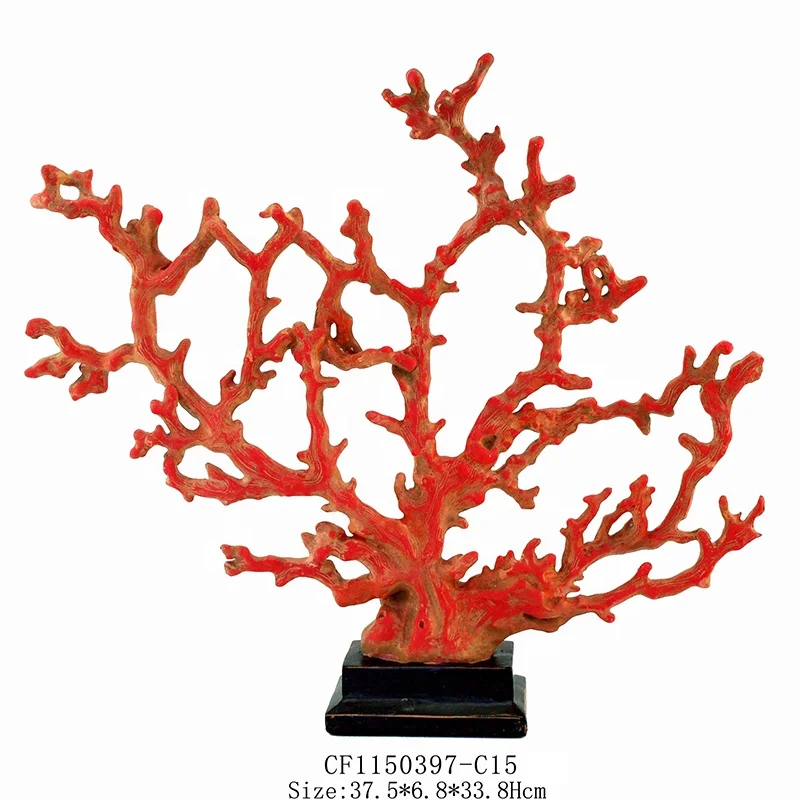 Artificial Resin Red Coral Decor Coral Black Base Home Decor supplier