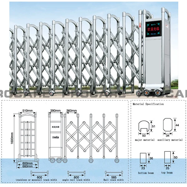  Elektrik Cerdas Lipat Gate Gerbang Bermotor Teleskopik 