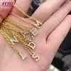 White crystal zircon combination initials name 18K gold jewelry necklace