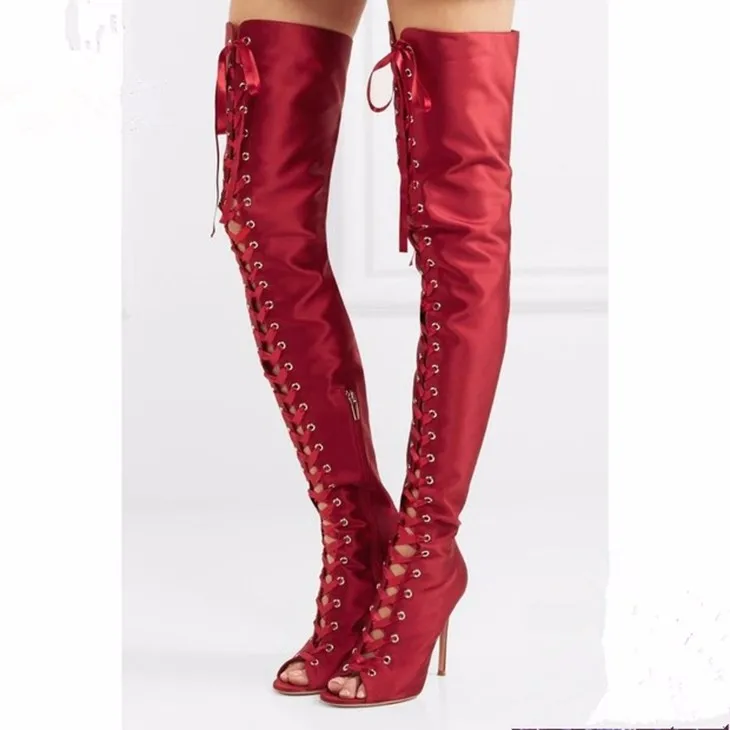 silk thigh high boots