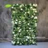 GNW Favourable price wedding roll up artificial white rose flower wall backdrop iron stand hanging backdrop plastic grass wall
