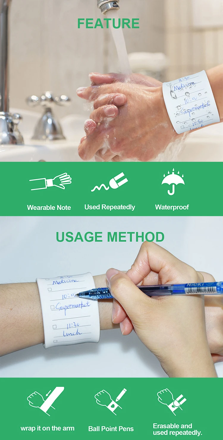 Newyes Custom Erasable Lined Writing Notepad Reusable Wearable Wrist