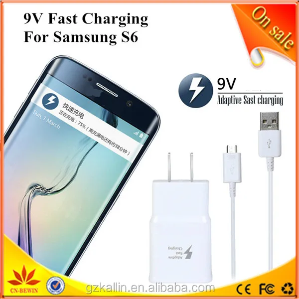 adaptive fast charging 9v, 1.67a or 5v 2a usb wall phone charger for samsung s6