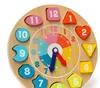 FQ brand educational early learning wooden blocks clock puzzle toy to teaching toddler wooden clock toy