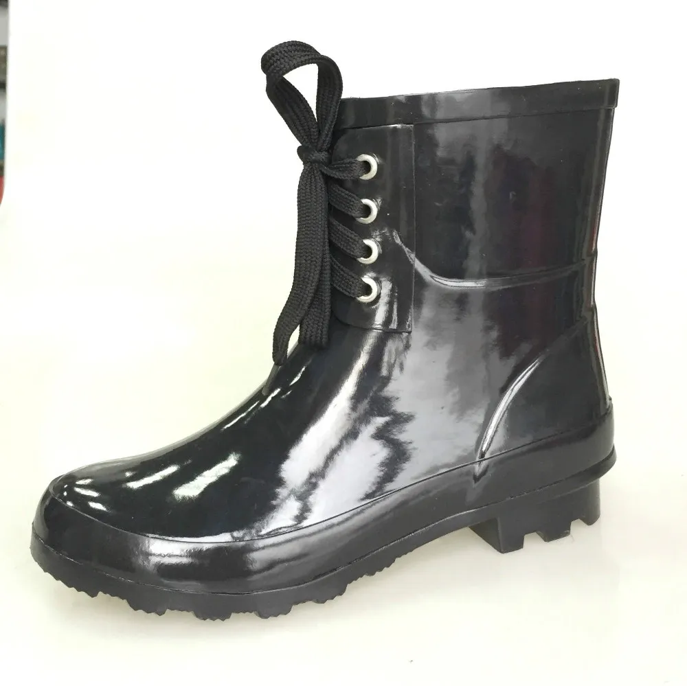 black ankle welly boots