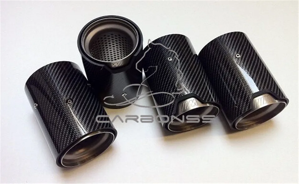 PERFORMANCE STYLE CARBON FIBER COVER STEEL MUFFLER EXHAUST TIP FINISHER FOR BMW