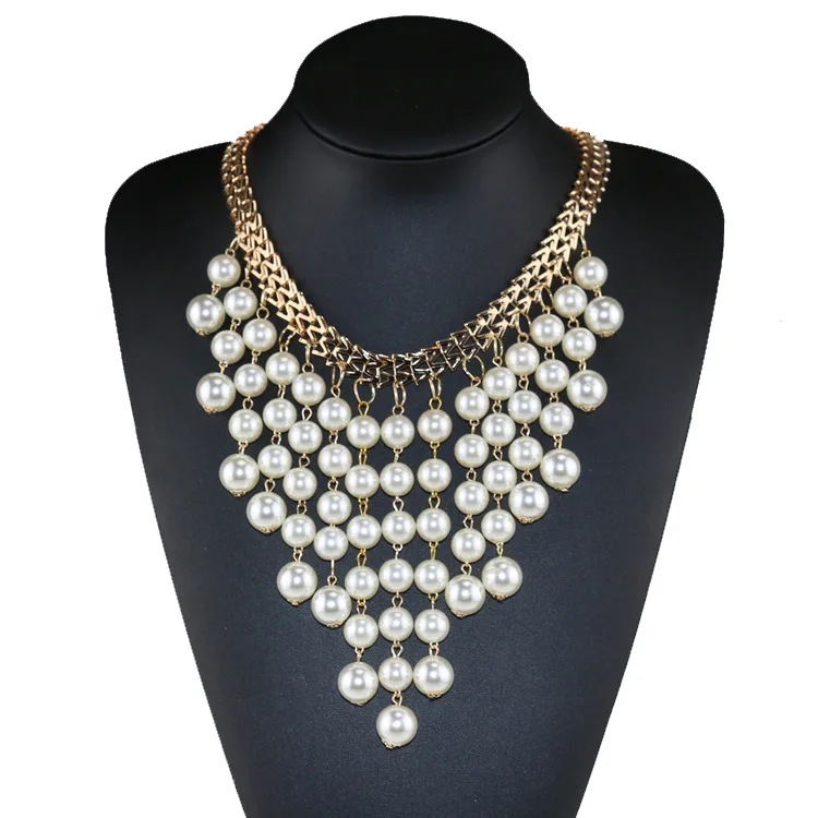 Multi Layer Pearl Chain Pendant Antique Court Artificial Multi Layer Pearl Chain Pendant Antique