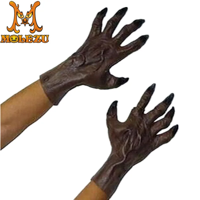 Adult Halloween Costume Accessory Unisex Monster Demon Horror Hand Latex Party Gloves For