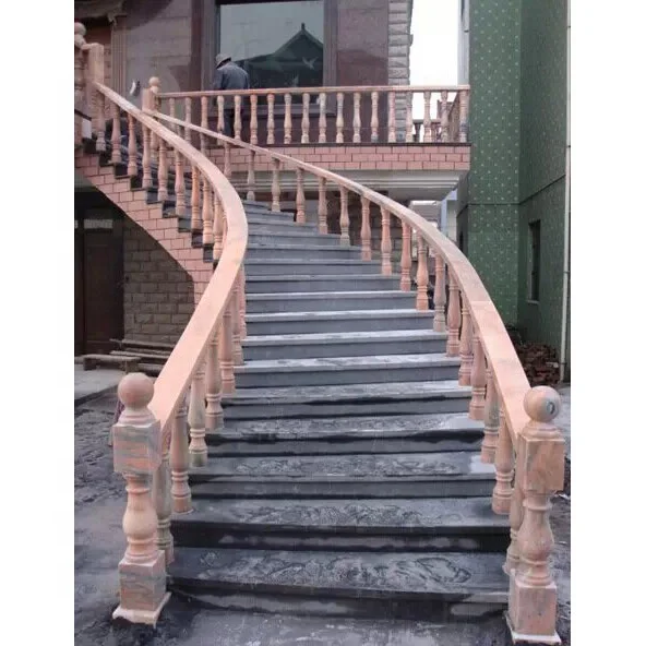 Proveedor de China de lujo decorativo de madera mármol escalera barandilla columna pilar para venta