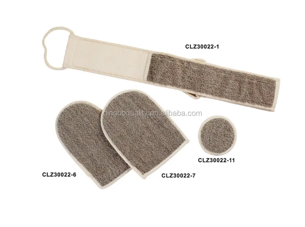 Exfoliating Ramie Cotton Mixed Shower Glove Bath Back Scrubber Belt Pad