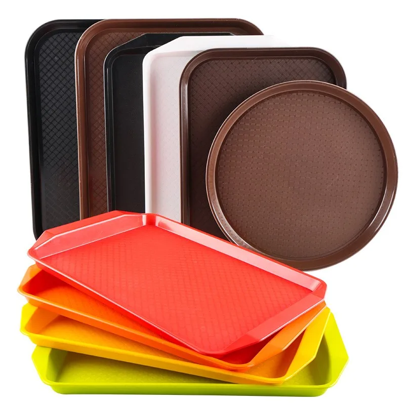 Square Long Plate Plastic Fast Food Tray Restaurant Serving Trays For